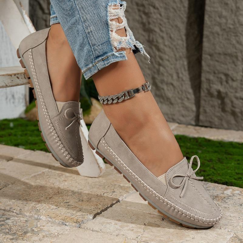 Autumn Women Loafers Casual Shoes Fashion Bow Breathable PU Leather Shoes Women Sewing Flats Female Footwear Zapatos De Mujer