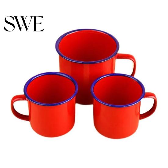 Water Mug 120/240/350/500ML Vintage Enamel with Handle Heat-resistant Large Capacity Cup Tea Milk Coffee Drinking Retro Decoration Scratch-resistant