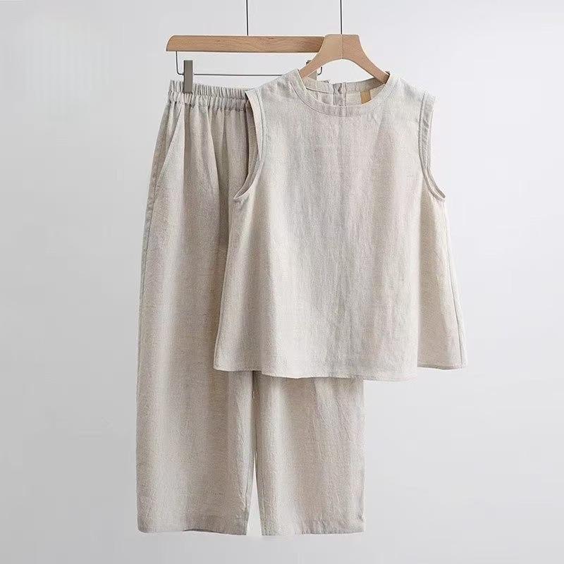 Cotton and Linen Shirt Women's Summer Sleeveless Blouse Women's Loose All-match Linen T-shirt Bottoming Linen Vest