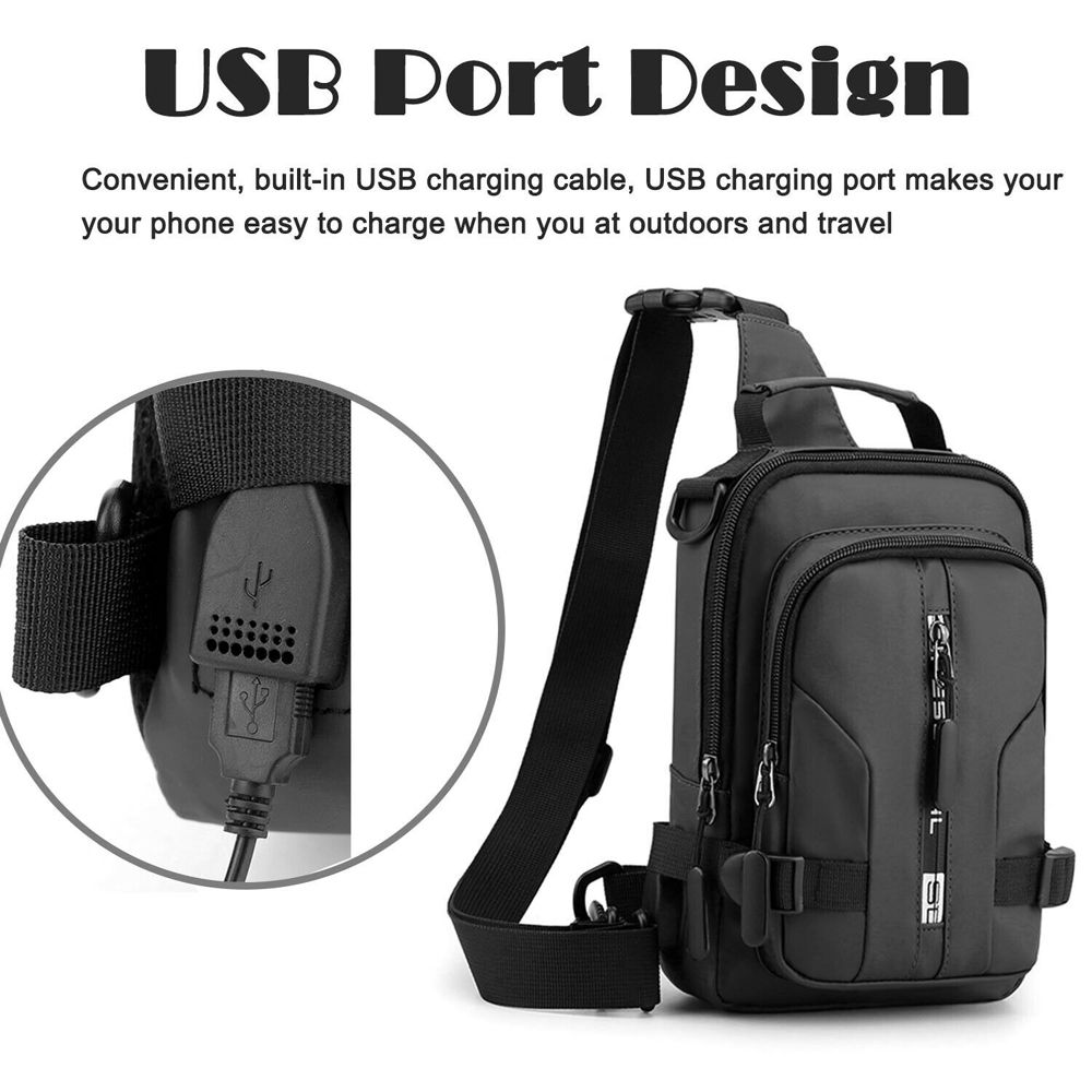 Side Rucksack Pack Nylon Crossbody Bag Messenger Chest Bag Men Small Backpack Travel Shoulder Bag