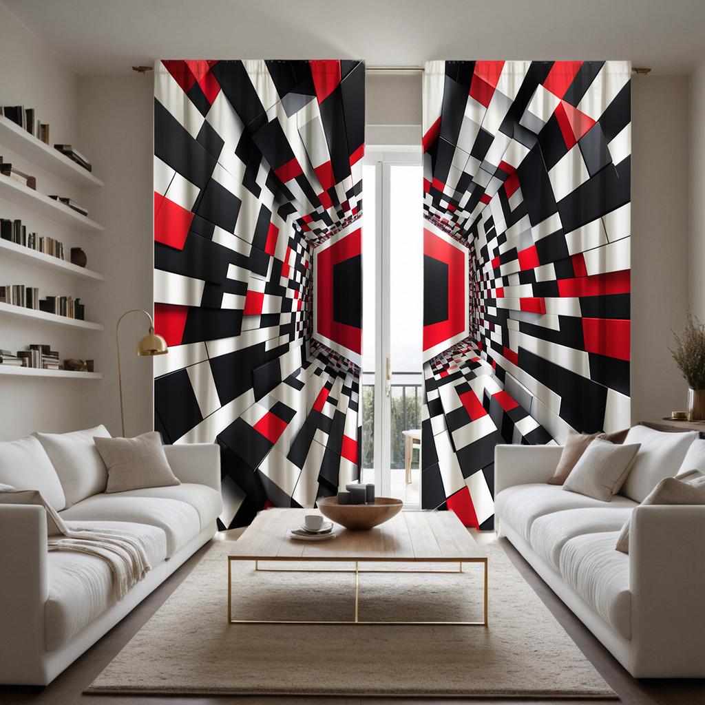 2 ST HD digital svartvitt serie tredimensionella svartvita chevron-gardiner heminredningsstil dekoration li