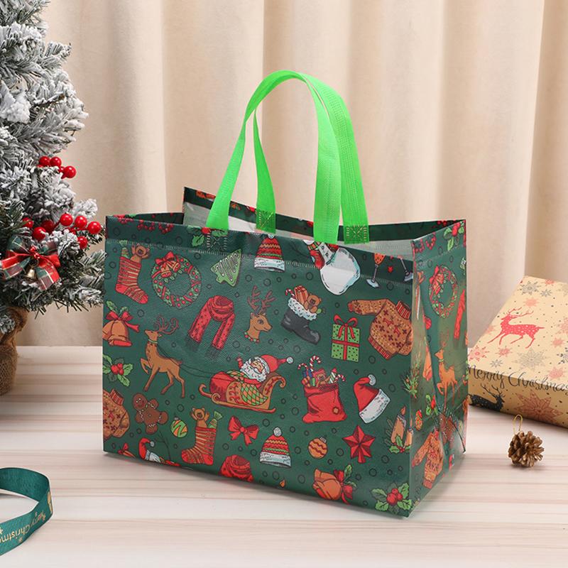 5PCS/Pack Mixed Styles 33x25x17cm Non-woven HandBag Gift Package Souvenir Storage Decoration Christmas New Year Party Supply ZYF