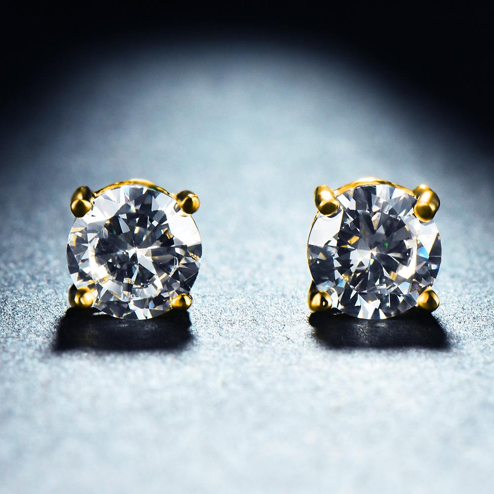 Białe Okrągłe Kolczyki Sztyfty z Diamentami z Czterema Ząbkami dla Kobiet - 8MM Cyrkonia, Modna i Wszechstronna Biżuteria.