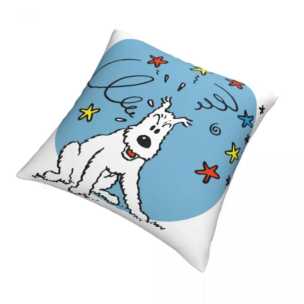 Snowy Polyester Cushion Cover Adventures of TinT Fantasy Comics Bedroom Chair Decorative Kawaii Home Decor