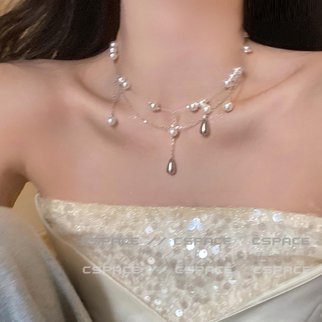 Vintage beaded pearl necklace women s fashion temperament love pendant sweater chain Yiwu accessories