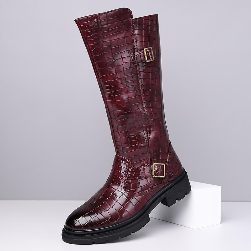 Men’s Motorcycle Boots Western Boots Black Jockey Boots Casual Brown Street Style Cool High Boots Plus Size