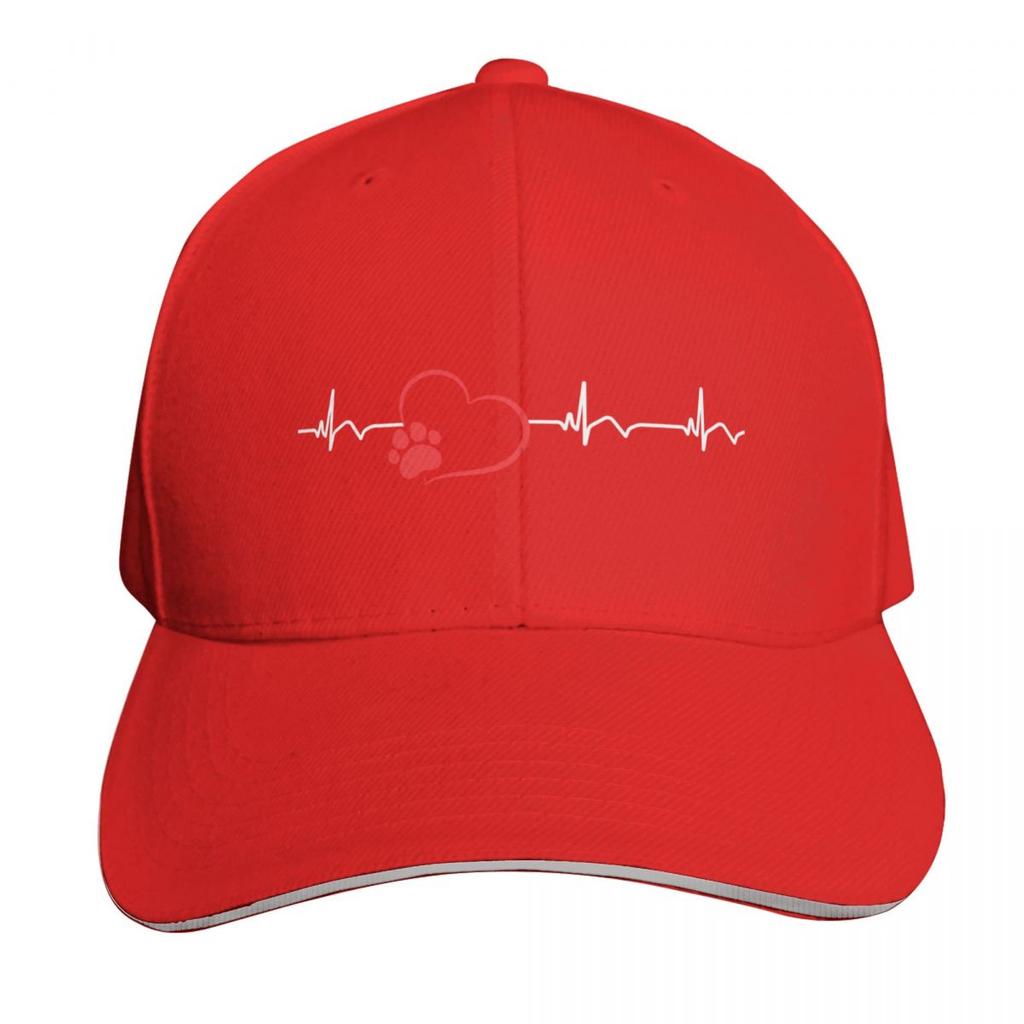 Red Paw Heartbeat Baseball Cap Hiking Hat Golf Thermal Visor Military Tactical Cap Unisex Golf Wear Womens