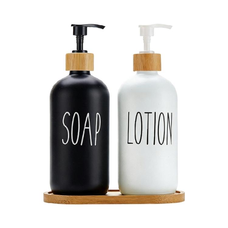 2 Stück 500ml Glas Seifenspender Flasche Hand Flüssigseifenbehälter Zum Aufbewahren von Duschgel Händedesinfektionsmittel Lotion Shampoo