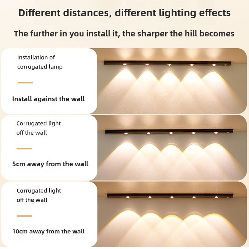 Motion-Activated LED Cat's Eye Hill Strip Light Hole-Free Charging Smart Night Light Strip