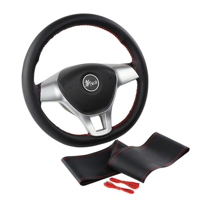 Ultra Fine Diy Hand Woven Genuine Leather Breathable Steering Wheel Cover With Needle And Thread Steering Wheel Protective Cover