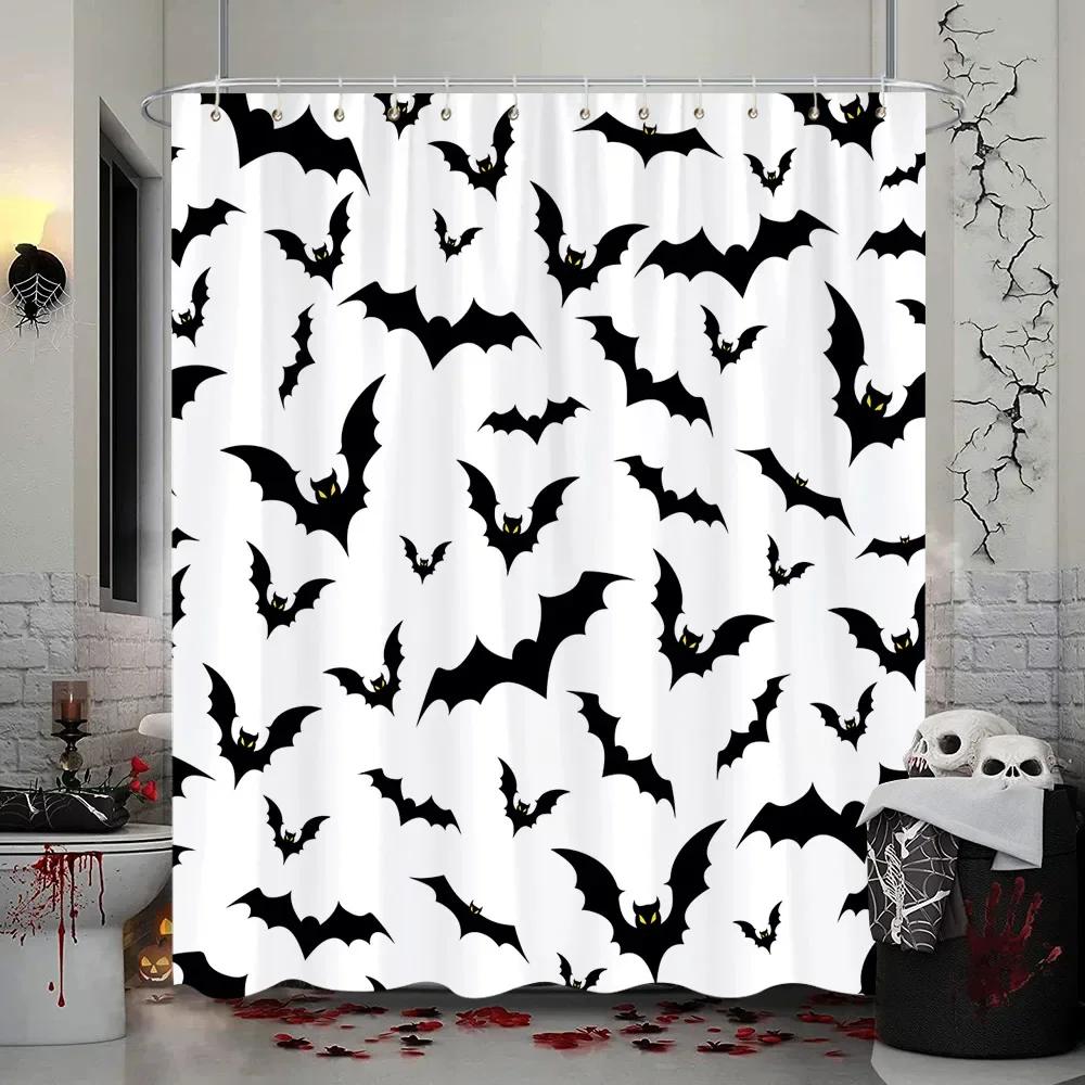 Halloween Skull Flower Shower Curtain Vintage White Daisy Floral Butterfly Gothic Skeleton Day of The Dead Scary Shower Curtains