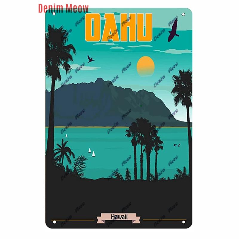Beach Mermaid Metal Wall Sign for Girls Tiki Bar Hawaii Relax Pub Ocean Happy Place Keep Surfing Home Decor WY