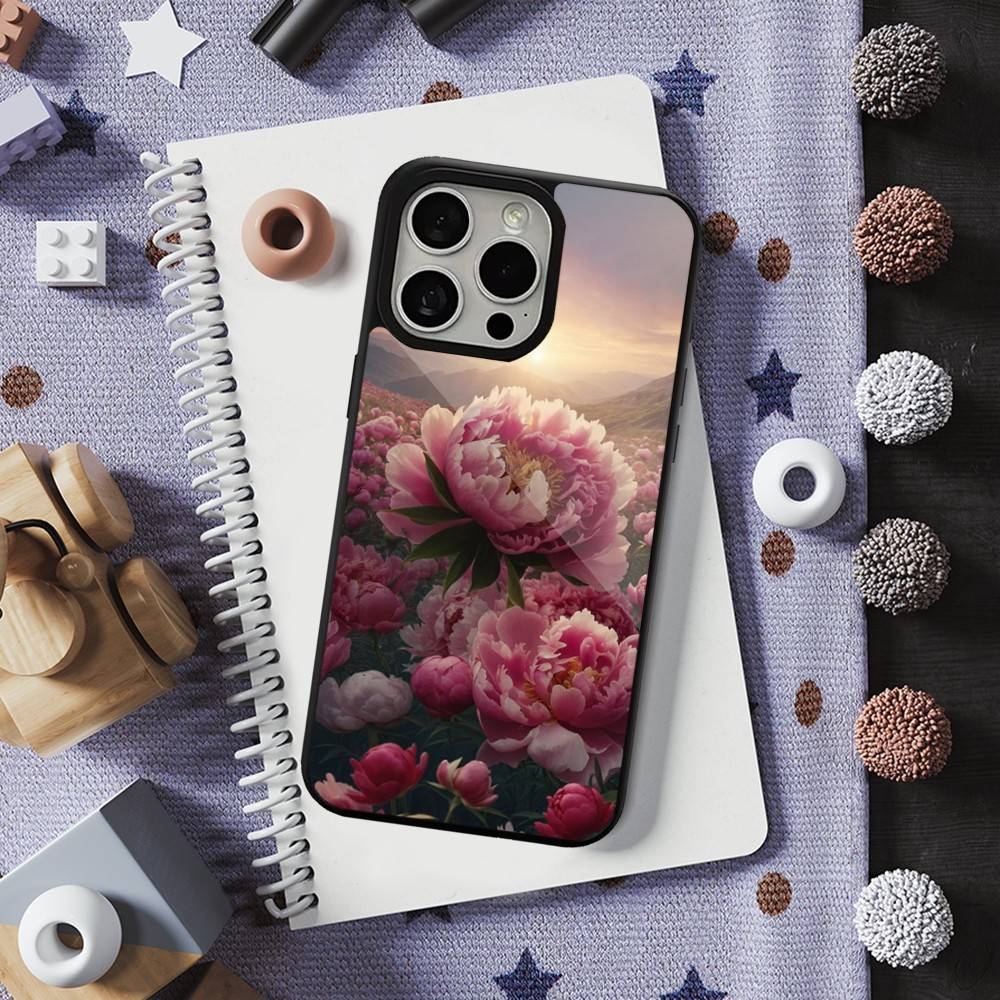 Pink Purple Peony Elegant For iPhone 15,Mini,13,Max,11,12,Pro,16,17,14,Plus,For Magsafe,Magnetic Wireless Charging Case