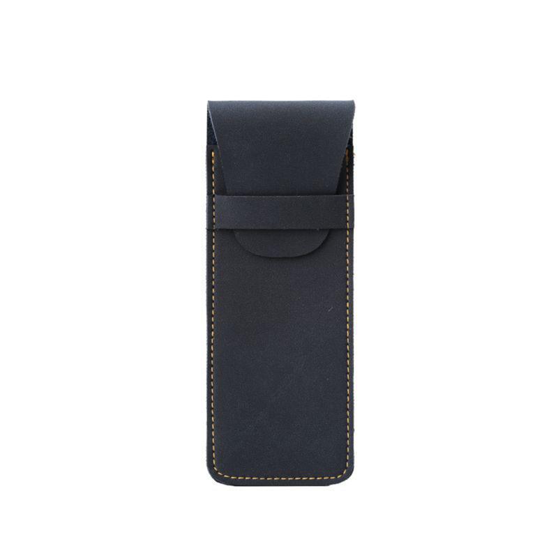Vintage Leather Pen Case Pocket Pen Pouch Pen Sleeve Mini Stationery Organizer Bag For Students Office Women Men Business Travel