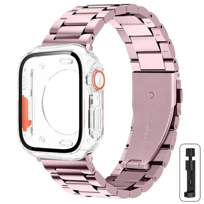 

Чохол+ремінець для Apple Watch Ремінець 46мм 42мм 44мм 45мм 41мм Повне покриття Металевий Нержавіюча сталь Ремінець Iwatch Серія 11 10 9 8 7 6 SE 5 For Series6SE54 44mm