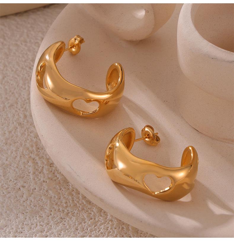 Gold Plated Geometric Titanium Steel Earrings - Elegant Cool Style for Women