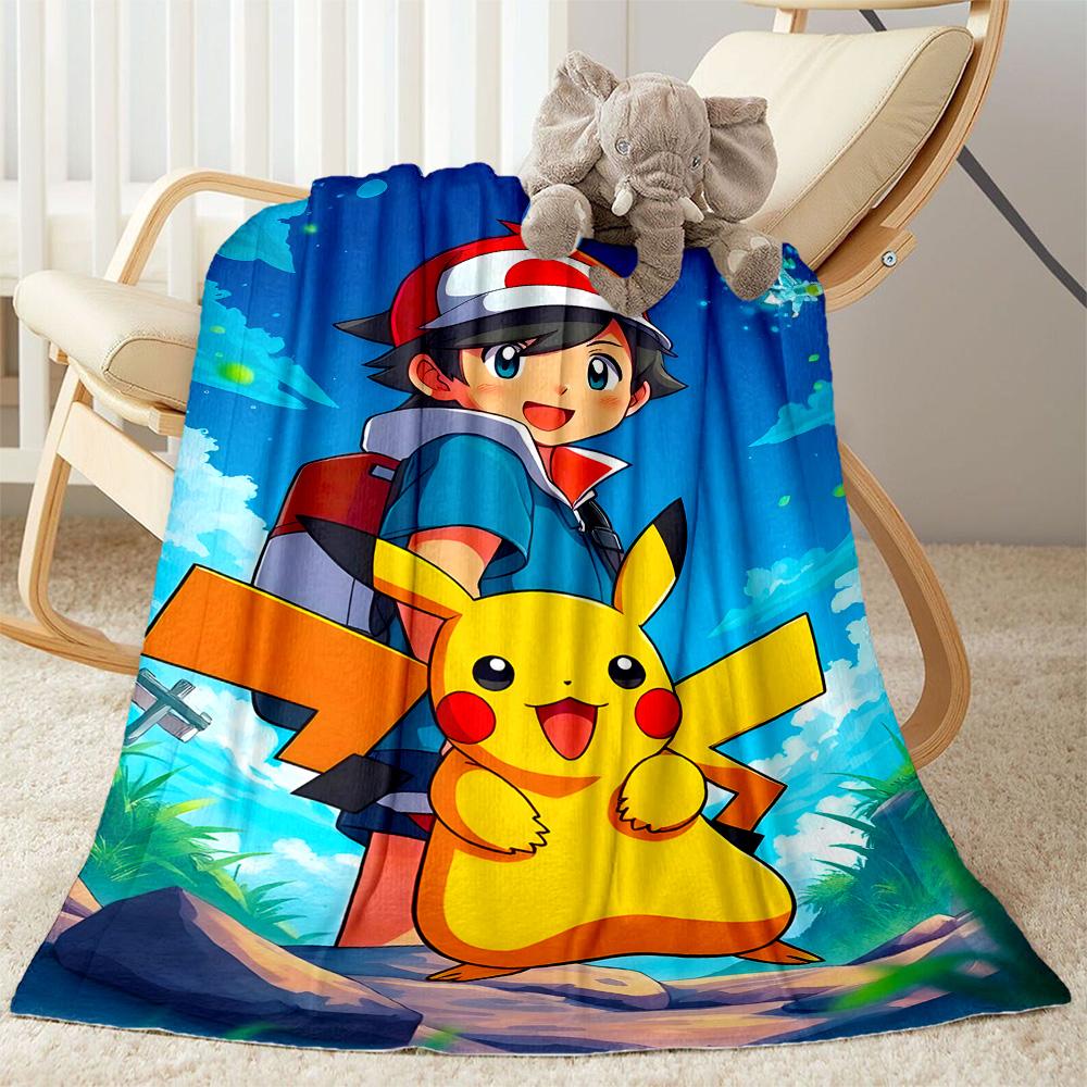 Pikachu Trainer Celebration Blanket Soft & Cozy Perfect for Office Bedding Livingroom for All Seasons Modern Unique Gift for Family and Friends Campin