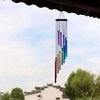 1 pezzo 12 tubi in lega di alluminio campanelli eolici con gancio oro/argento campane per esterno casa matrimonio festa commemorativa decorazione regali
