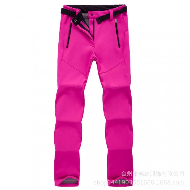 Womens Fleece Lined Softshell Pants Hiking Climbing Camping Outdoor Winter Wear Loose Fit Windproof Breathable