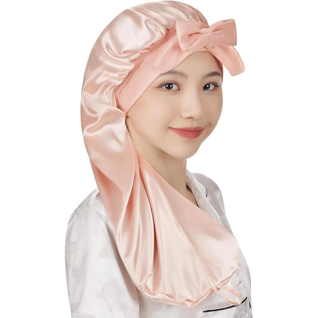 COMEDYKING 2026 Arrival Night Cap Natural Silk 100 Hair Care Adjustable LengthCircumference Cylindrical No Slip Off Until Morning Moist Shiny Gift