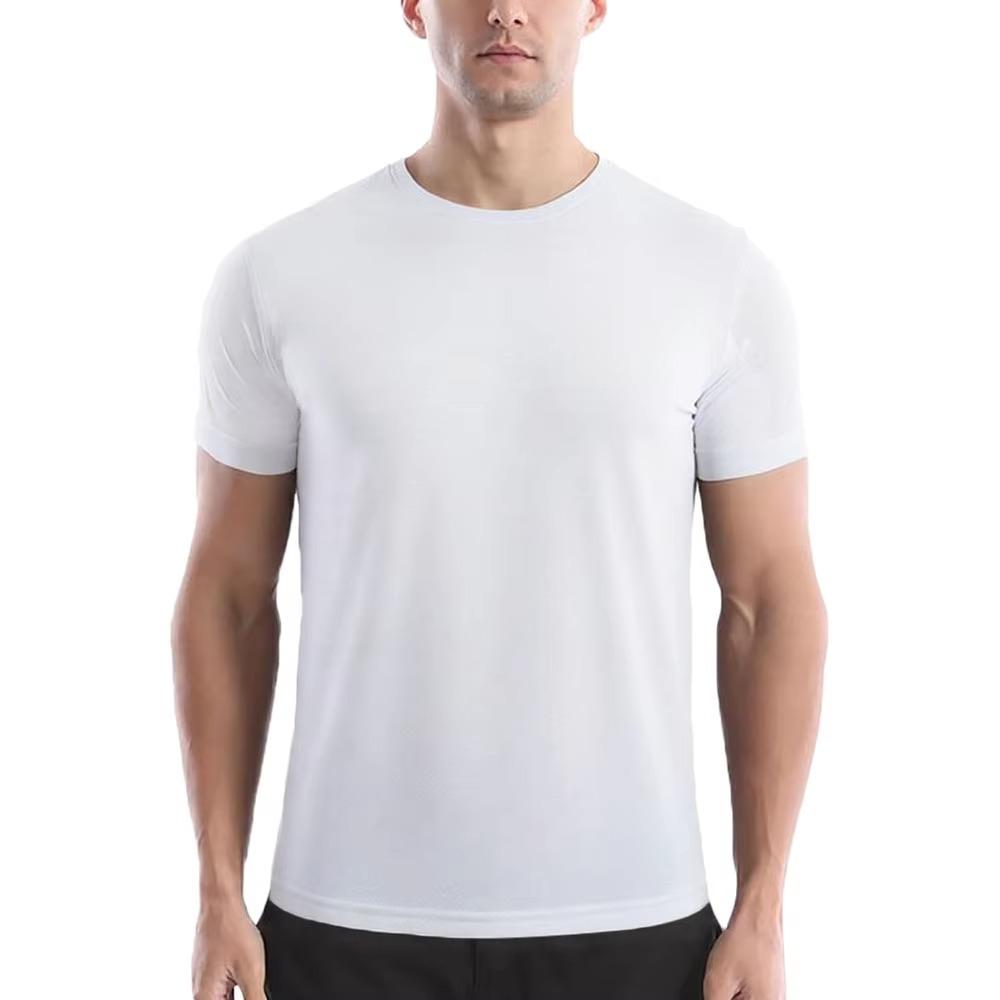 Summer Men's Quick Dry T-shirt Breathable Lightweight Sports Tees Round Neck Solid Color Short Sleeve Tops Cozy T-shirt