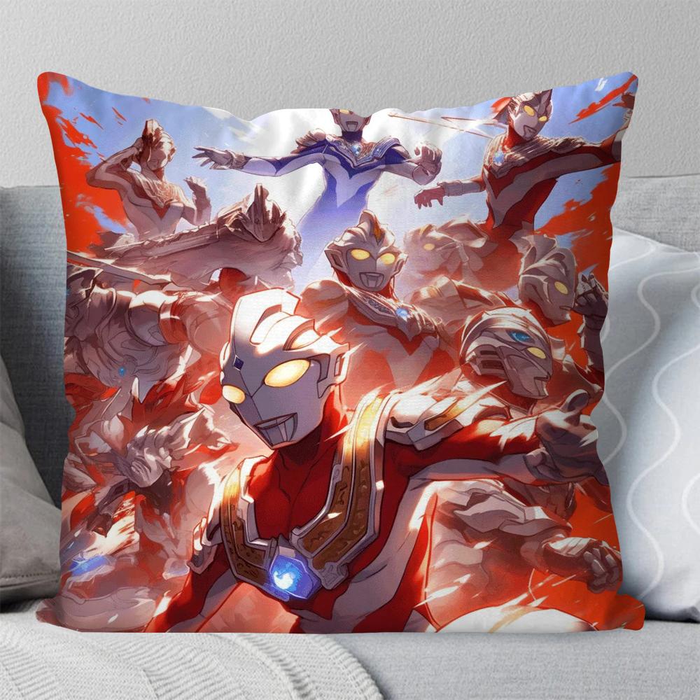 U-Ultraman Animated Hero Pillow Case Square Pillow Bedroom Sofa Leisure Comfort Cushion Car Living Room Home Decoration 40X40