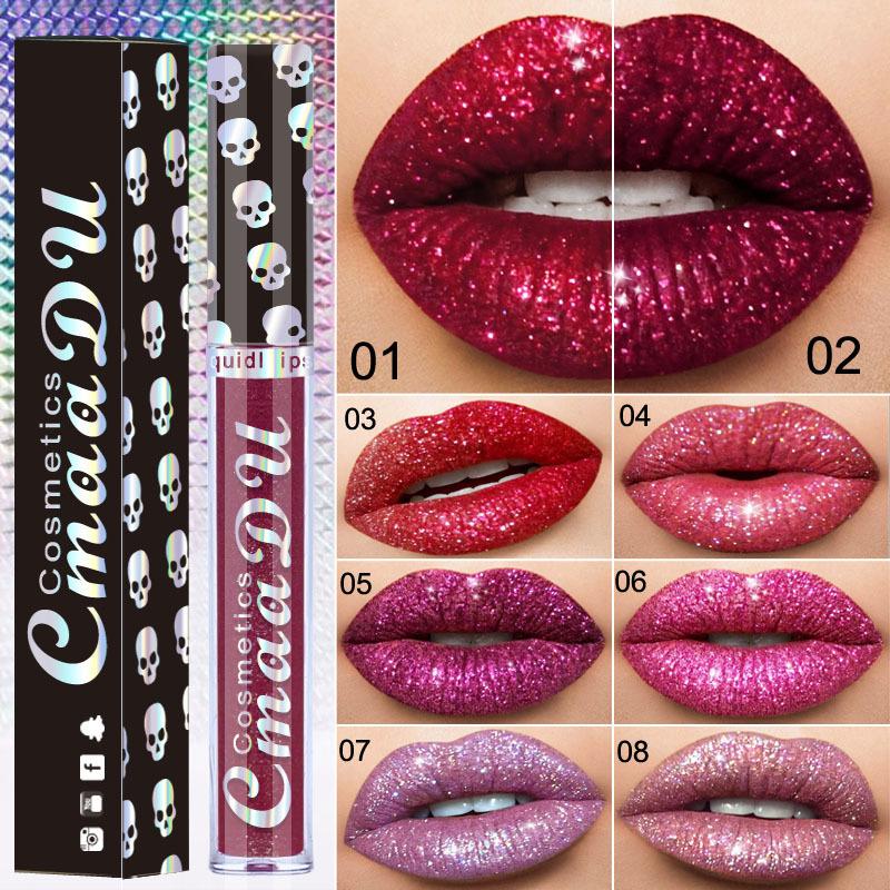8 Color Matte Lip Gloss Sexy Skull Lipstick Set Skull Head  Long Lasting Waterproof Velvet Lip Gloss Liquid Lipstick