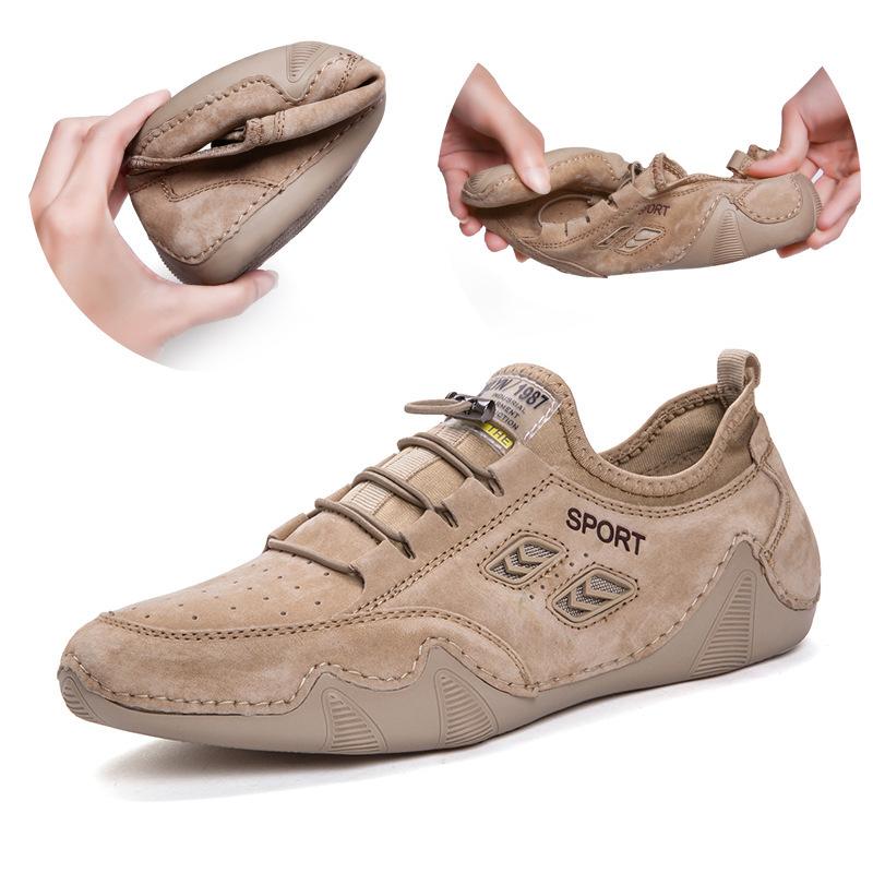 Spring and summer new 2021 men's shoes breathable men's casual leather shoes octopus beanie shoes genuine leather Korean version of sports trendy shoe