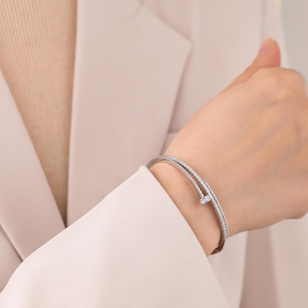 2024 European-American Style Zircon Alloy Open Bangle