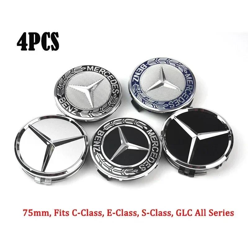 AABGU1 4PCS/set 75mm Car Wheel Center Hub Caps Cover Decoration Accessories for Mercedes Benz B/C/E/S Class A Class C200L GLC GLK CLA