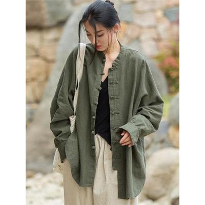 Cotton and Linen Women's New Ramie Old Sand-washed Improved Zen Tea Wear Travelling Cardigan Women's Jacket