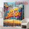 2pcs, 2D FLAT PRINTING Curtains (Without Rod) Graffiti Hoops Minimalist Popular Curtains Versatile Polyester Fabric Curtains