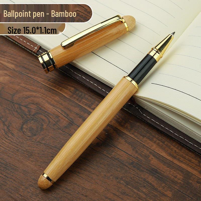 Wooden Metal Ballpoint & Bamboo Fountain Pen - Retro Colorblock, High-End Refill, Ideal for Business or Student Gifts