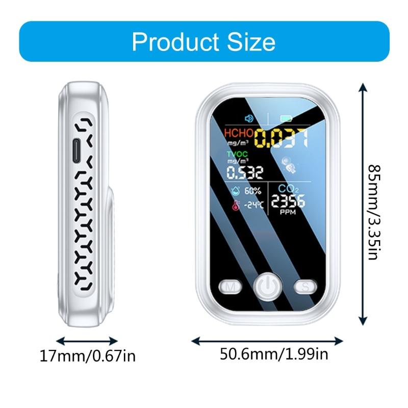Portable Air Quality Monitors with CO2 Temperature & Humidity Detection Small Indoor Air Quality Test for Homes Office