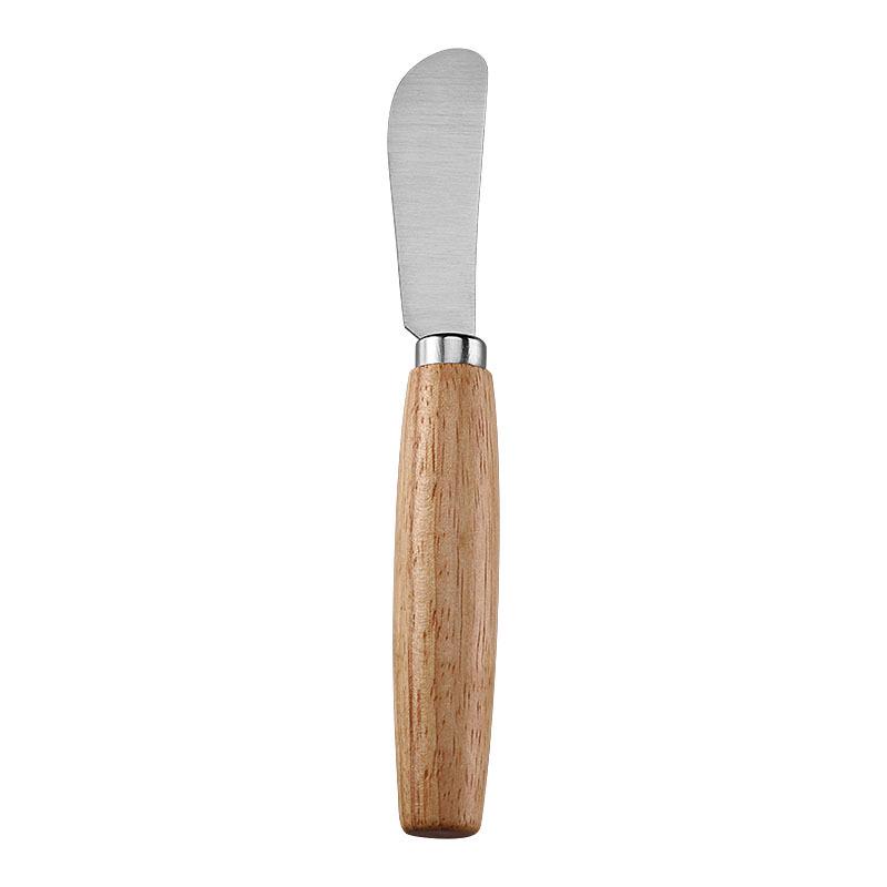 Stainless Steel Cheese Knife & Fork Set, Rubber Wood Handles - Western Tableware