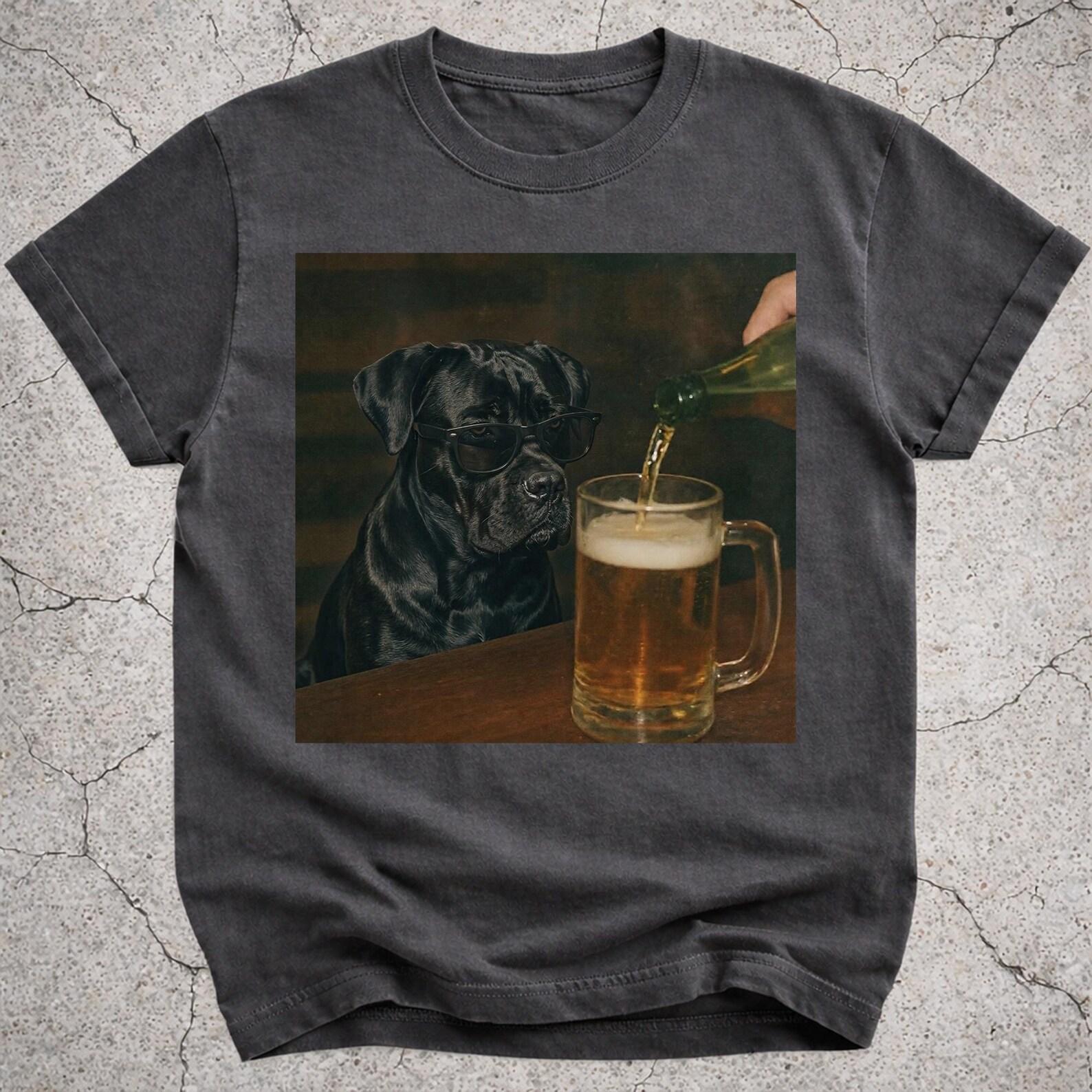 Black Cane Corso Drinking Beer Shirt, Funny Cane Corso Dog Meme T-Shirt, Beer Lover Gift, Cane Corso Owner Vintage Tee, Silly Novelty Shirt M