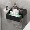 Toilet Paper Holder Wall Mounted Flushable Wipe Holder with Shelf Bathroom Storage Dispenser for Bathroom