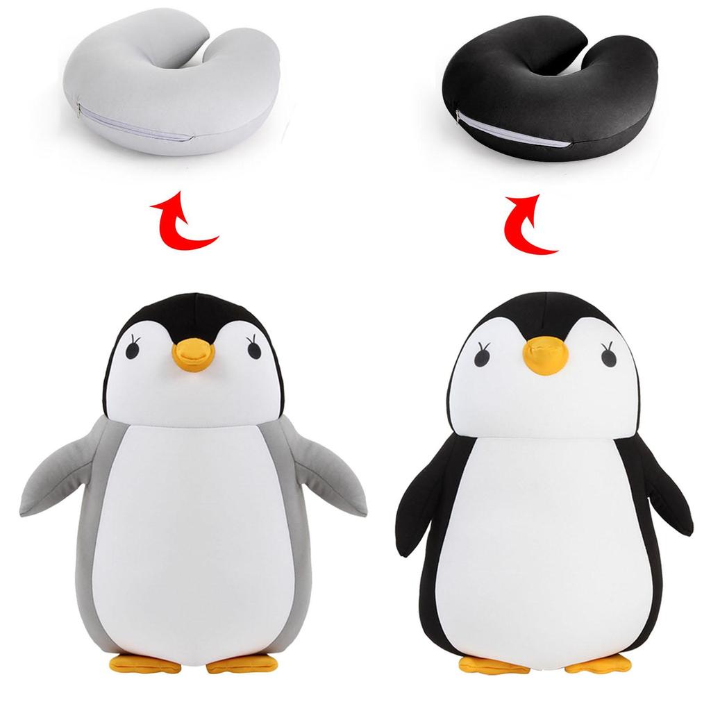 Deformable children U shape Travel Pillows for Airplane Penguins Cushion Plush Toy Neck Pillow for Car Office Nap Headrest