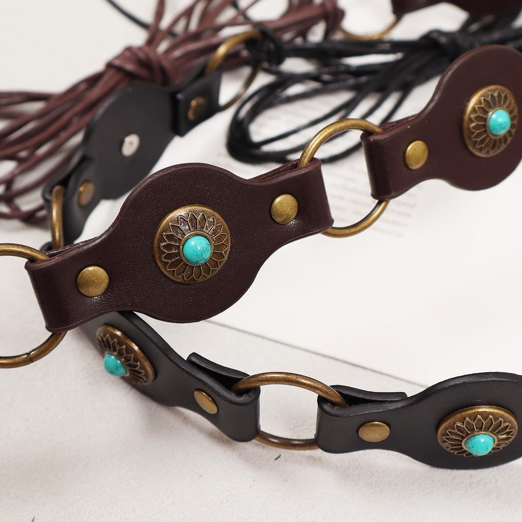 Bohemian Style Vintage Pu Leather Belt Woman Lace-up Punk Waist Belt For Dress Blouse Jeans Decoration Accessories