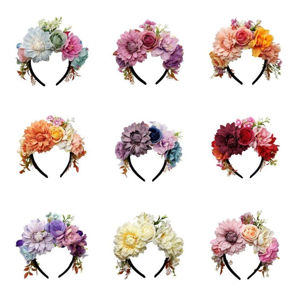 Bandeau Floral en Tissu Doux Couronne de Fleurs pour Photographie de Bal Headpiece en Fleur Tissu Femme