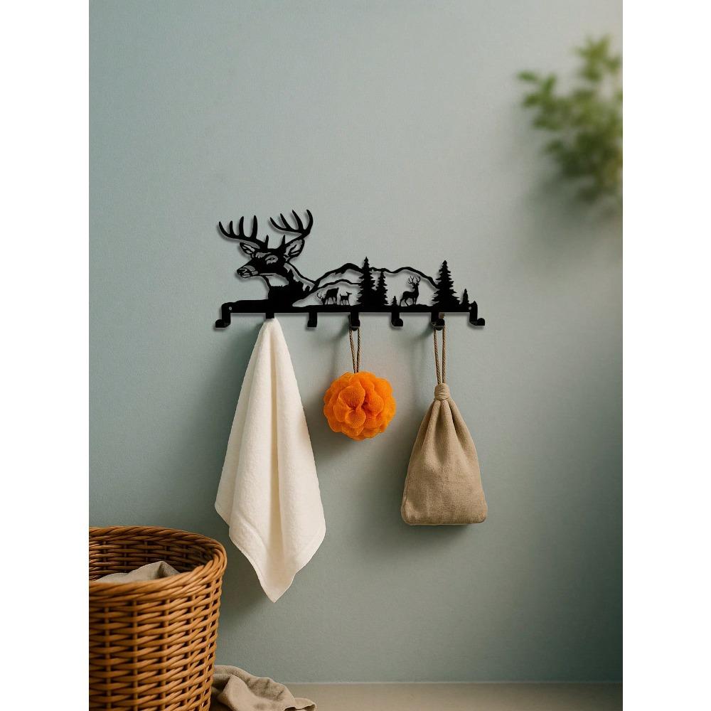 Vintage Deer Key Holder Rustic Woodland Wall Organizer Hook Home Decor Gift