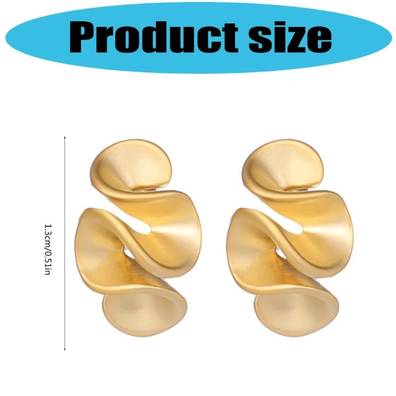 Geometric Ruffle Studs Earrings Ear Studs Fashion Ears Jewelry Copper Texture Suitable for Various Occasion Wear