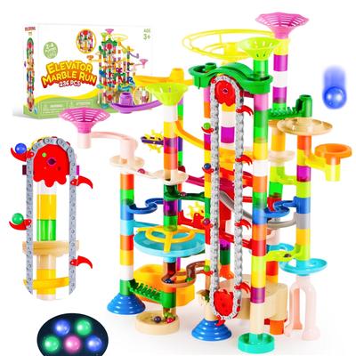 Joyfy 236 szt. Świecący Tor Kulkowy z Zmotoryzowaną Windą Klocki Konstrukcyjne STEM Zestaw Zabawek Edukacyjnych dla Dzieci w wieku 4-8 lat