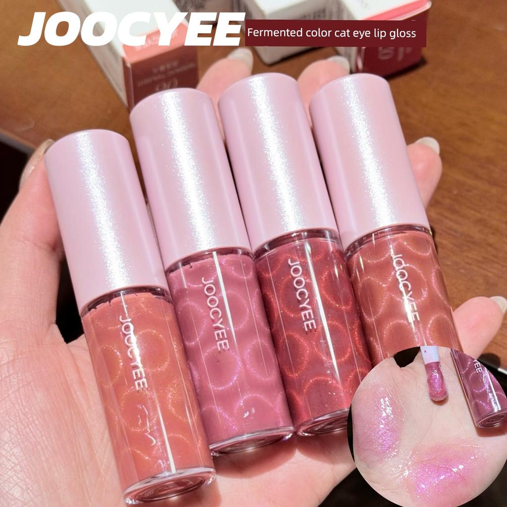 Joocyee Fermented Color Cat Eye Lip Gloss with Shimmering Mirror Finish, Moisturizing Fine Glitter with Gradient Texture, Lightweight and Refreshing