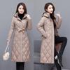 Women Jacket Lightweight Down Cotton Jacket Long Sleeved Detachable Mid Long Parkas Warm Female Winter Coat Outerwear