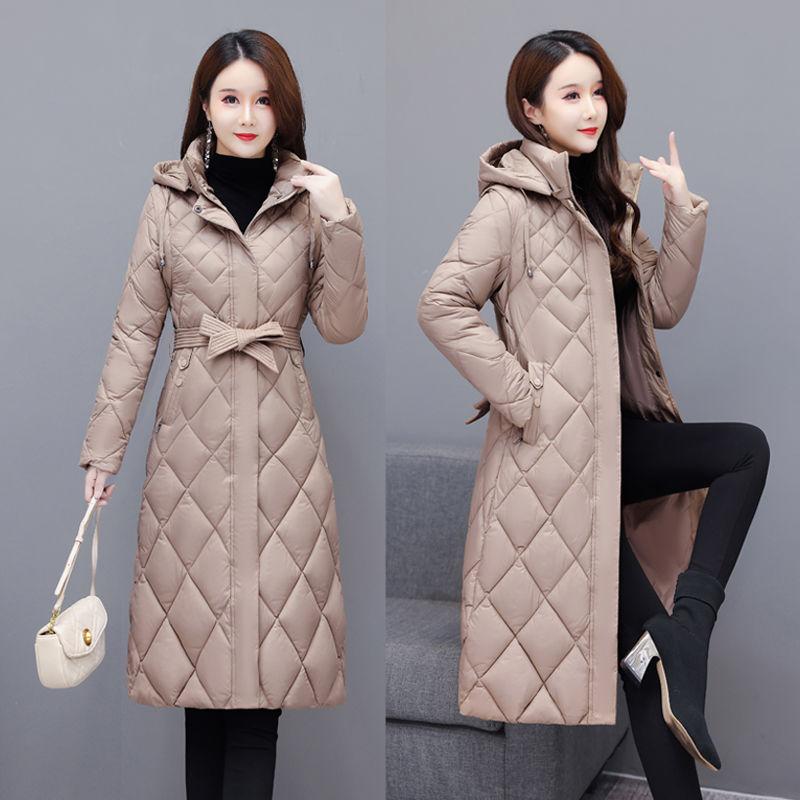 Women Jacket Lightweight Down Cotton Jacket Long Sleeved Detachable Mid Long Parkas Warm Female Winter Coat Outerwear