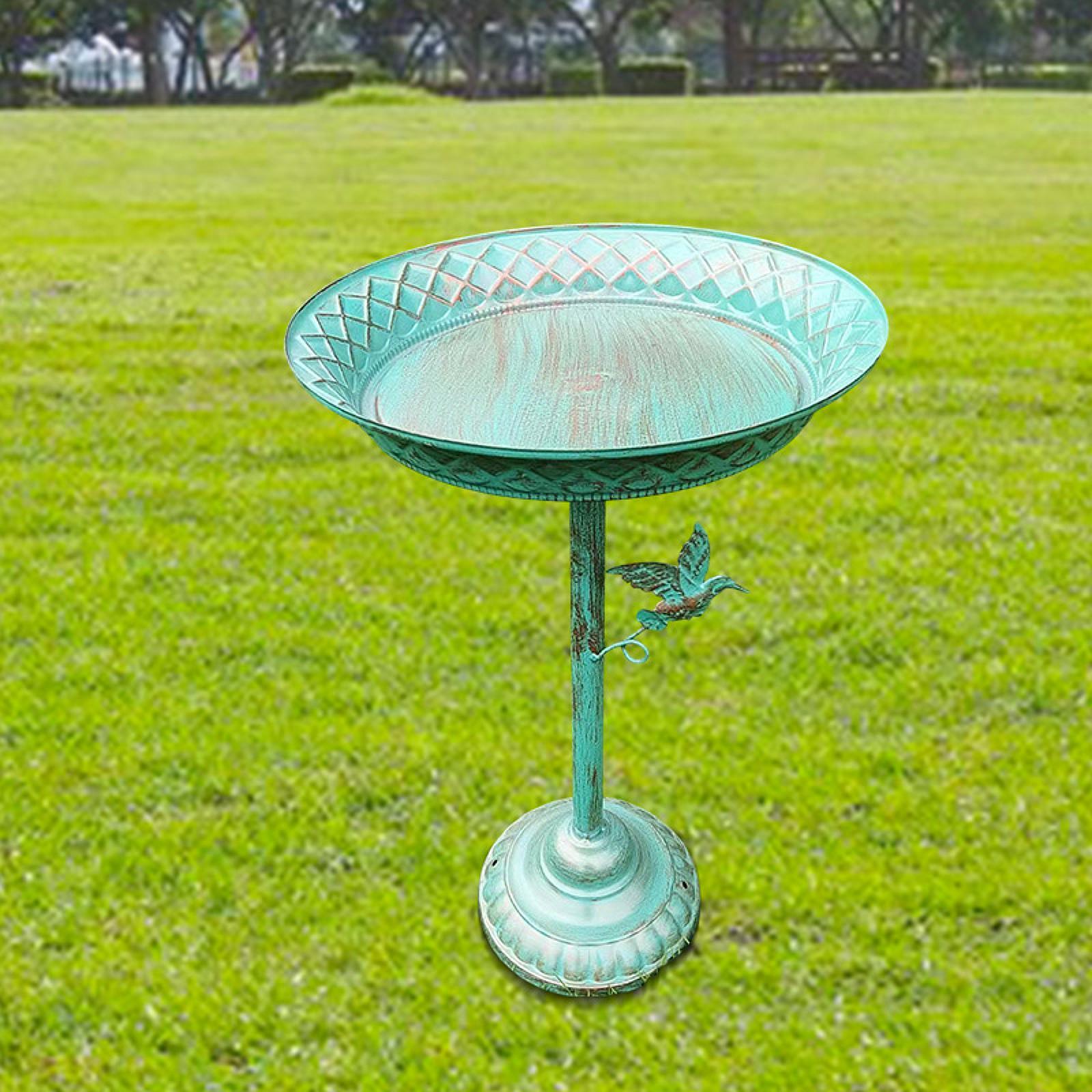 

Bird Bath Vintage Cast Iron Pedestal Drinker Plate Standing Decorative Bowl Birdfeeder for Balcony Garden Outside Lawn Decor