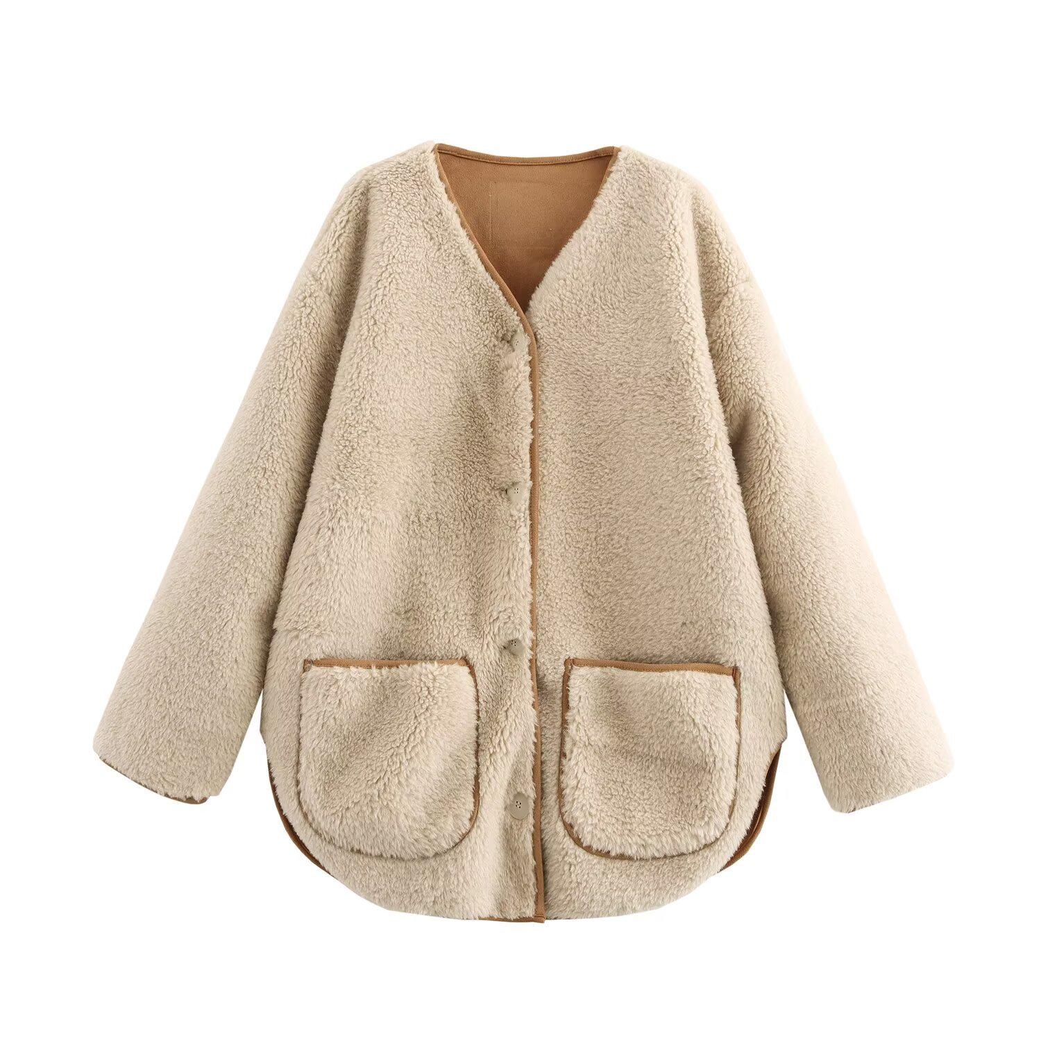 

2024 Autumn Shearling Lambswool Coat: Women s Casual Versatile Fashion Top Small