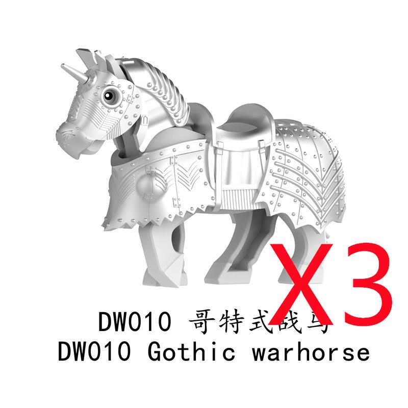 MOC Building Blocks Military Napoleon Cavalry Gothic Warhorse Animal Wolf Seat Widened Saddle Rope Accessories Brick Toy Gifts