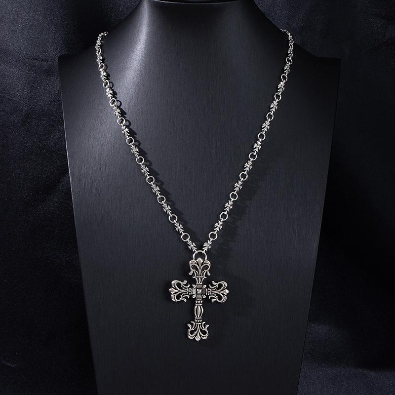 Fashion Nightclub Hipster Cross Necklace Retro Fashion Trend Personalized Sweater Chain Men'S And Women'S Trendy Cool Accessories